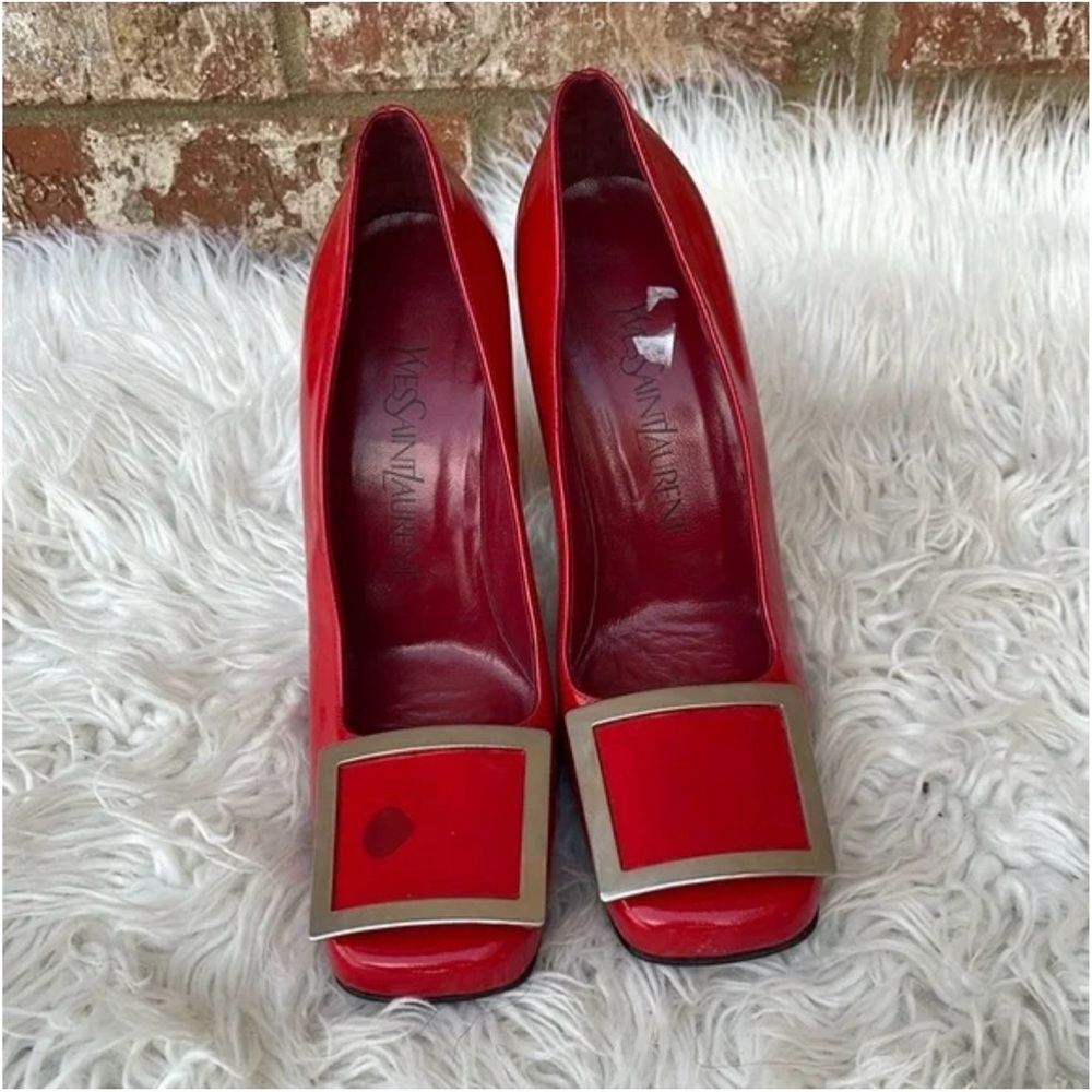 Yves Saint Laurent Red Patent Leather Heels 6.5. - Picture 2 of 8